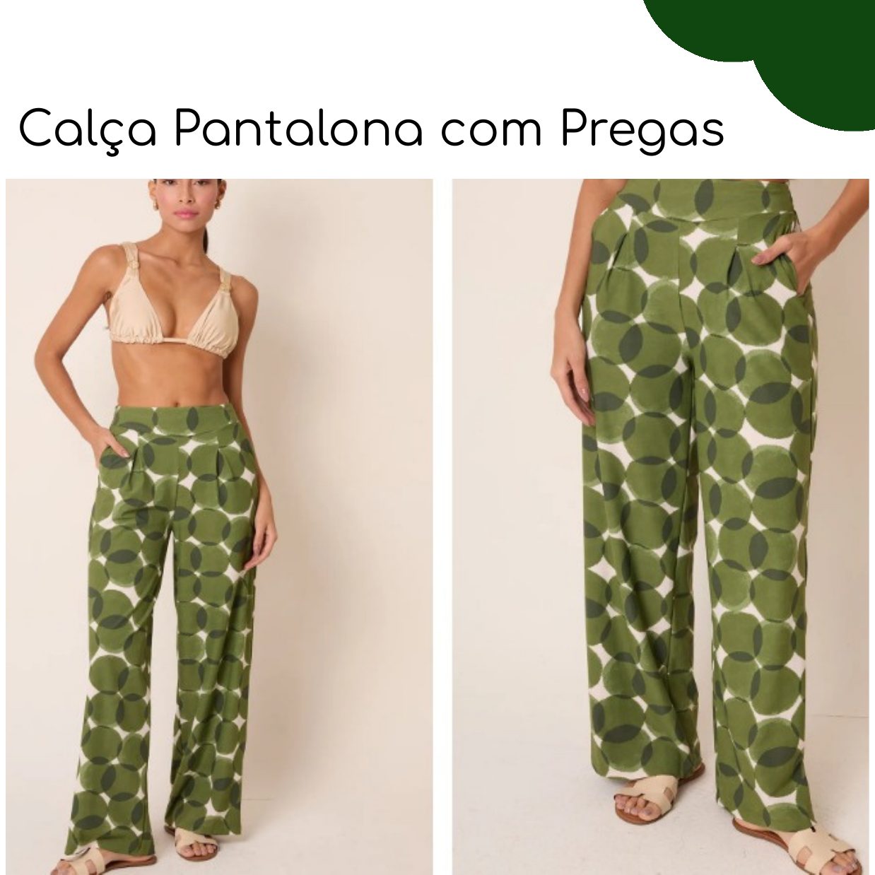 Calça Pantalona com Pregas — coleção Bubbles