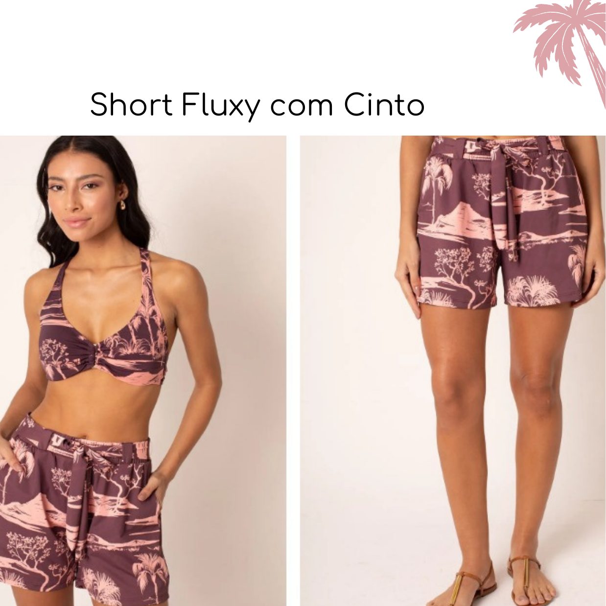 Short Fluxy com Cinto — coleção Toile Wine