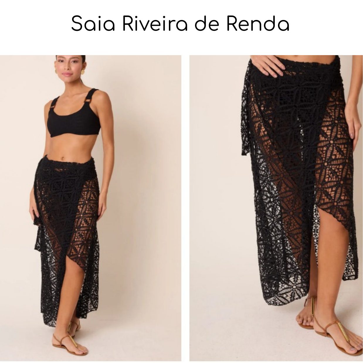 Saia Riviera de Renda — coleção Saídas Lisas